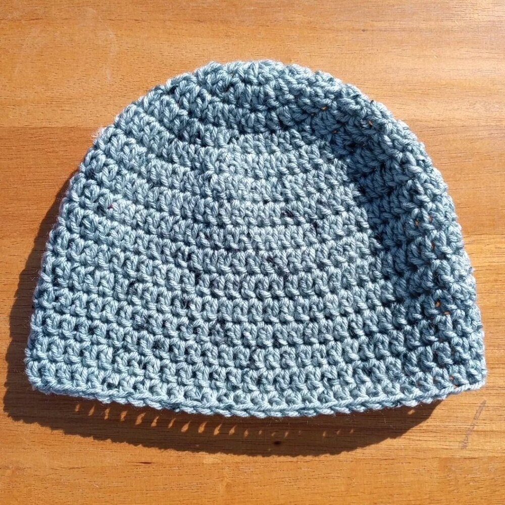 Men's Head Hugger Beanie Hat Handmade Tin Roof Gray Crochet Hiking Outdoors L - Picture 6 of 9